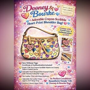 “Dooney & Bourke” Crayon Scribble Print- NWOT: + COA: Never Used- Very Rare